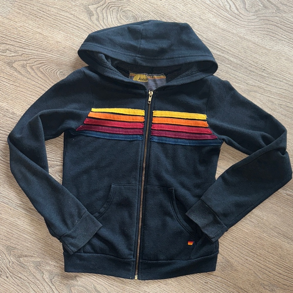Aviator Nation Kids Hoodie with Multicolor Stripes